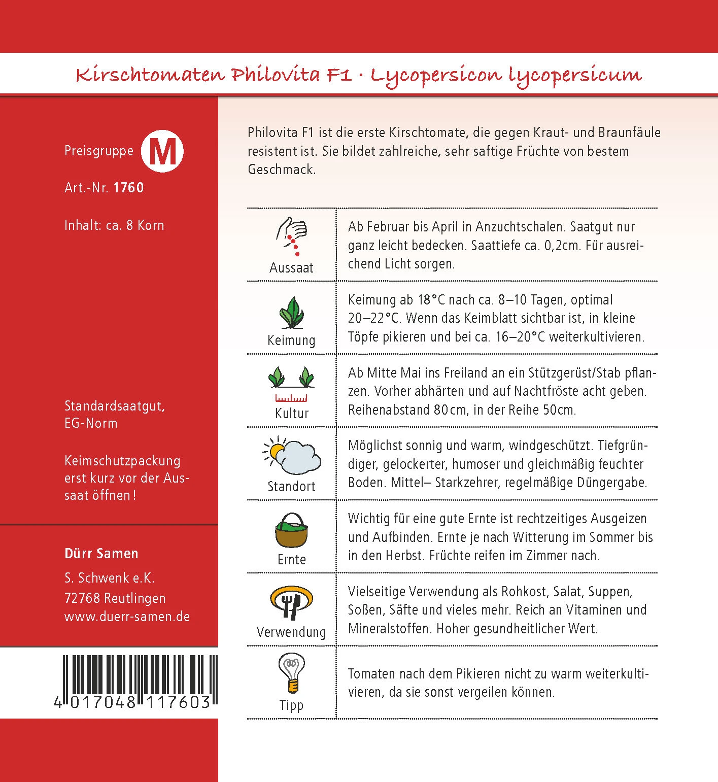 Kirschtomate Philovita F1 | Kirschtomatensamen Von Dürr Samen 4 Kirschtomate Philovita F1 | Kirschtomatensamen Von Dürr Samen – Bild 2