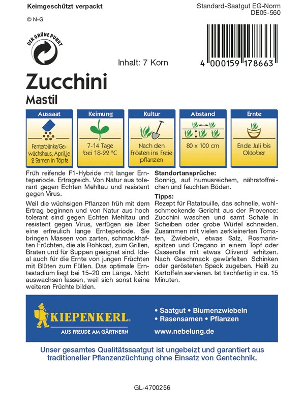 Zucchini Mastil F1 | Zucchinisamen Von Kiepenkerl 3 Zucchini Mastil F1 | Zucchinisamen Von Kiepenkerl