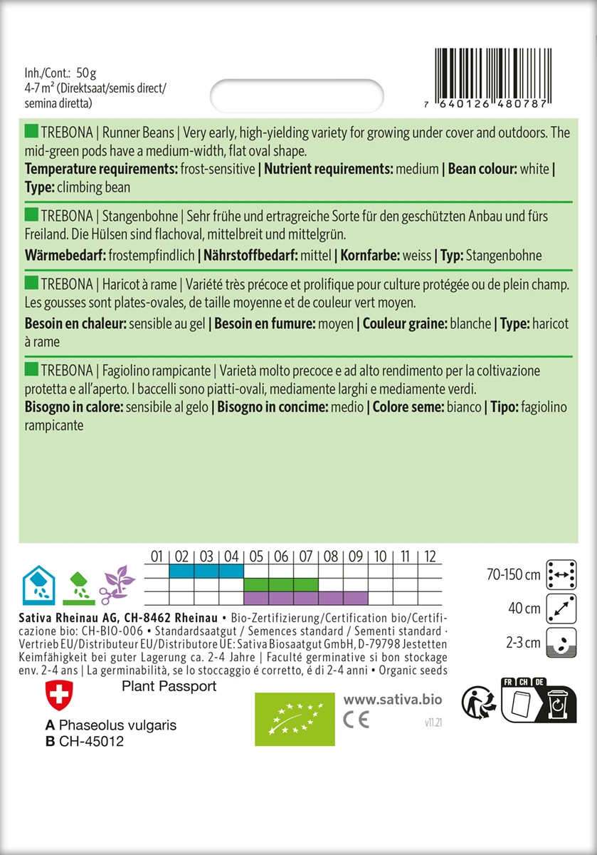 Stangenbohne Trebona | BIO Stangenbohnensamen Von Sativa Rheinau 3 Stangenbohne Trebona | BIO Stangenbohnensamen Von Sativa Rheinau