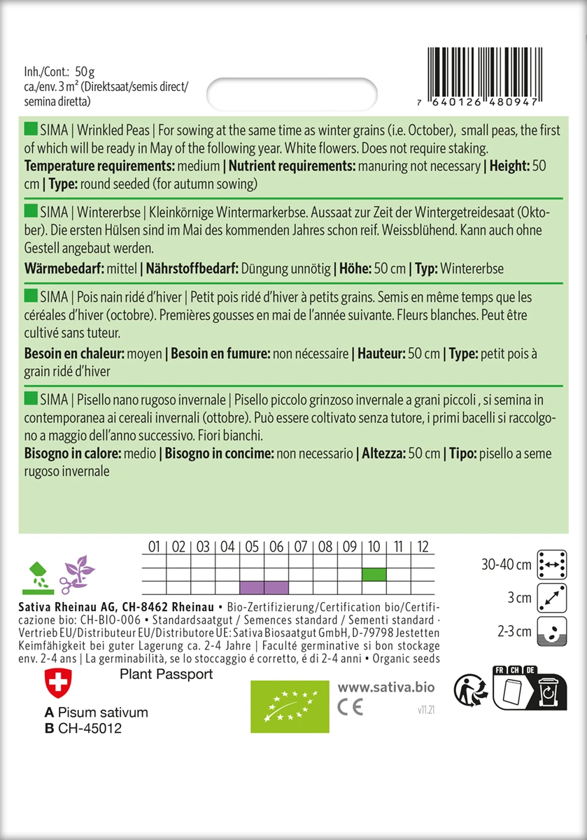 Wintererbse Sima | BIO Markerbsensamen Von Sativa Rheinau 3 Wintererbse Sima | BIO Markerbsensamen Von Sativa Rheinau