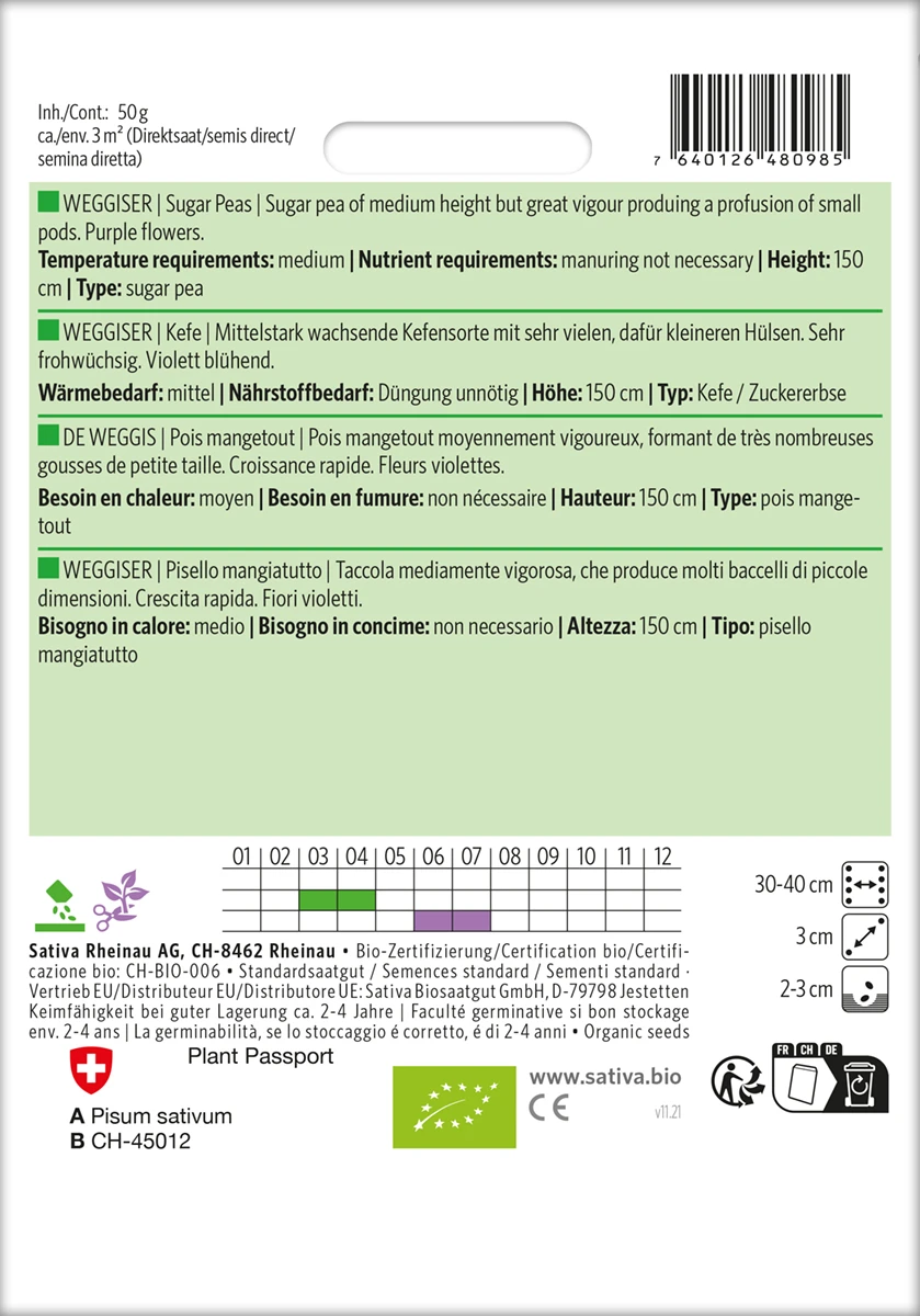 Zuckererbse Weggiser | BIO Zuckererbsensamen Von Sativa Rheinau 4 Zuckererbse Weggiser | BIO Zuckererbsensamen Von Sativa Rheinau – Bild 2