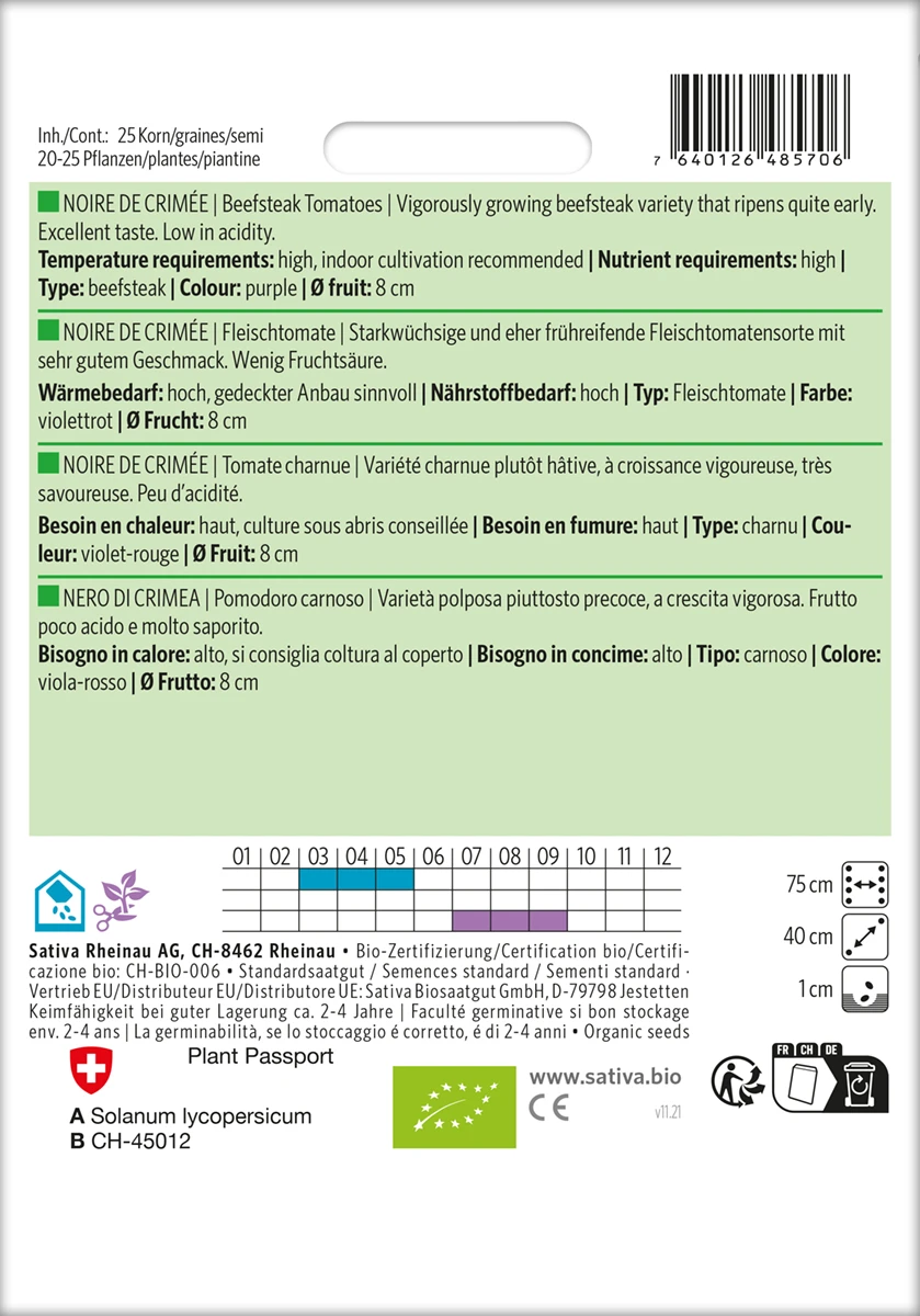 Fleischtomate Noire De Crimée | BIO Fleischtomatensamen Von Sativa Rheinau 4 Fleischtomate Noire De Crimée | BIO Fleischtomatensamen Von Sativa Rheinau – Bild 2