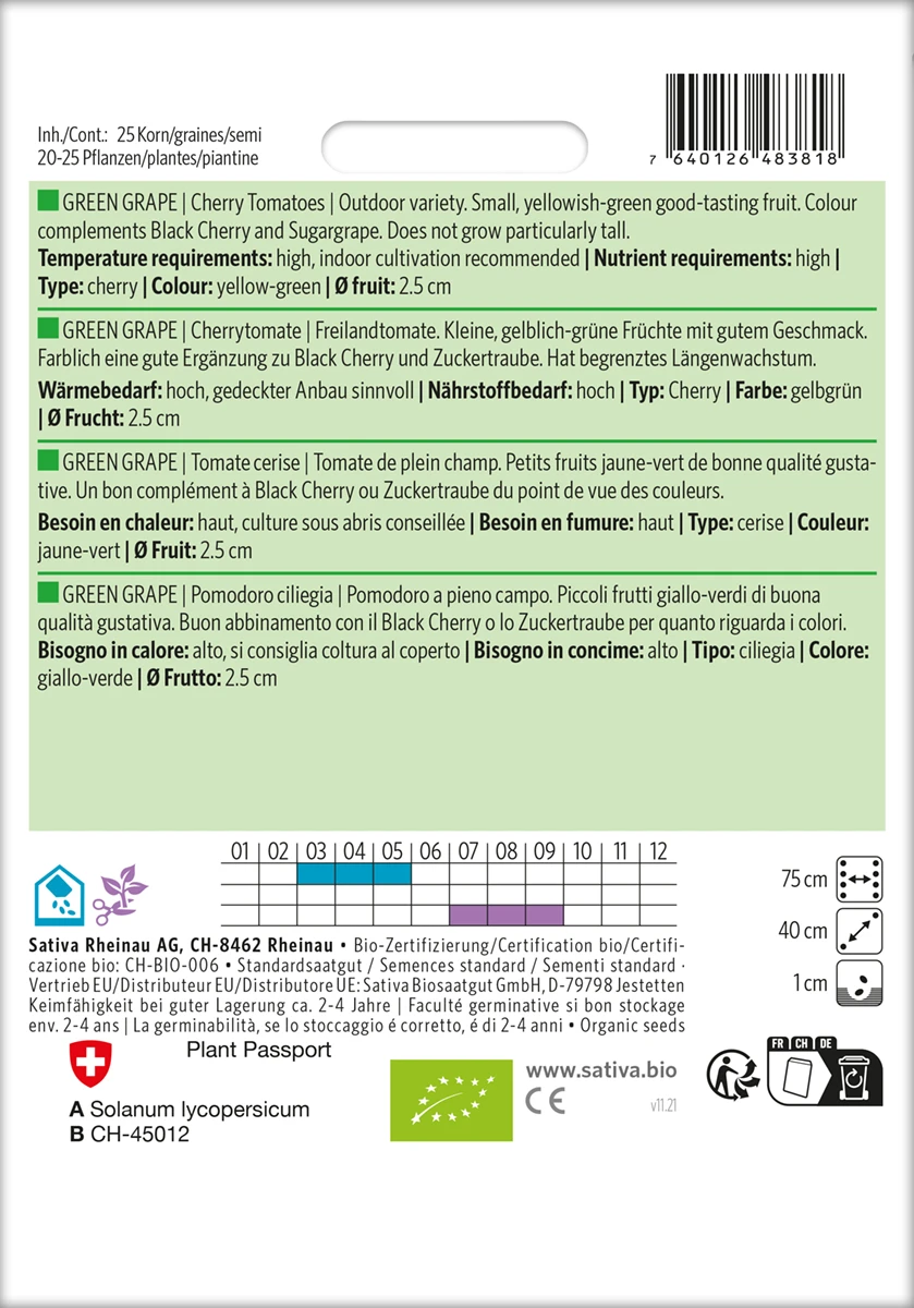 Cherrytomate Green Grape | BIO Kirschtomatensamenvon Sativa Rheinau 4 Cherrytomate Green Grape | BIO Kirschtomatensamenvon Sativa Rheinau – Bild 2