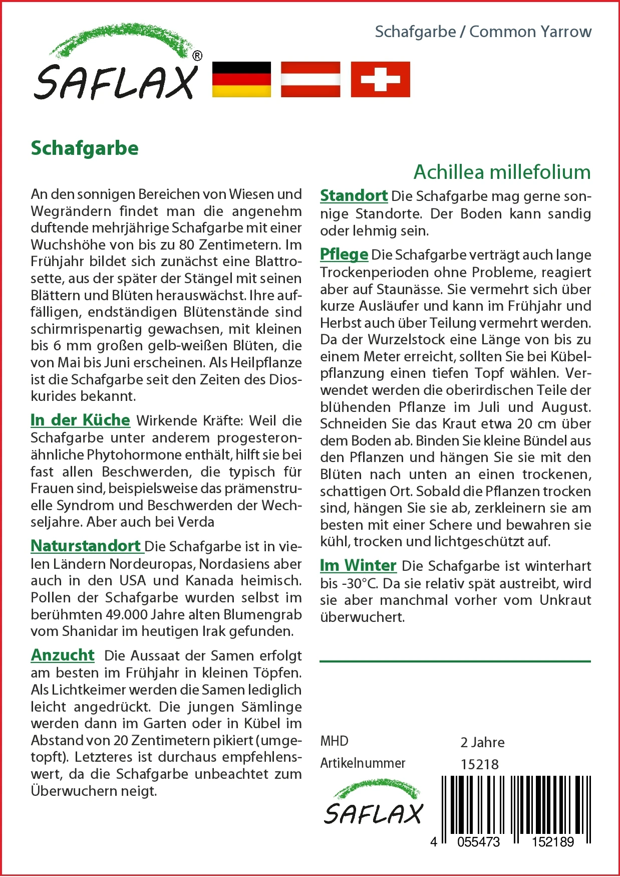 Schafgarbe | Blumensamen Von Saflax 3 Schafgarbe | Blumensamen Von Saflax