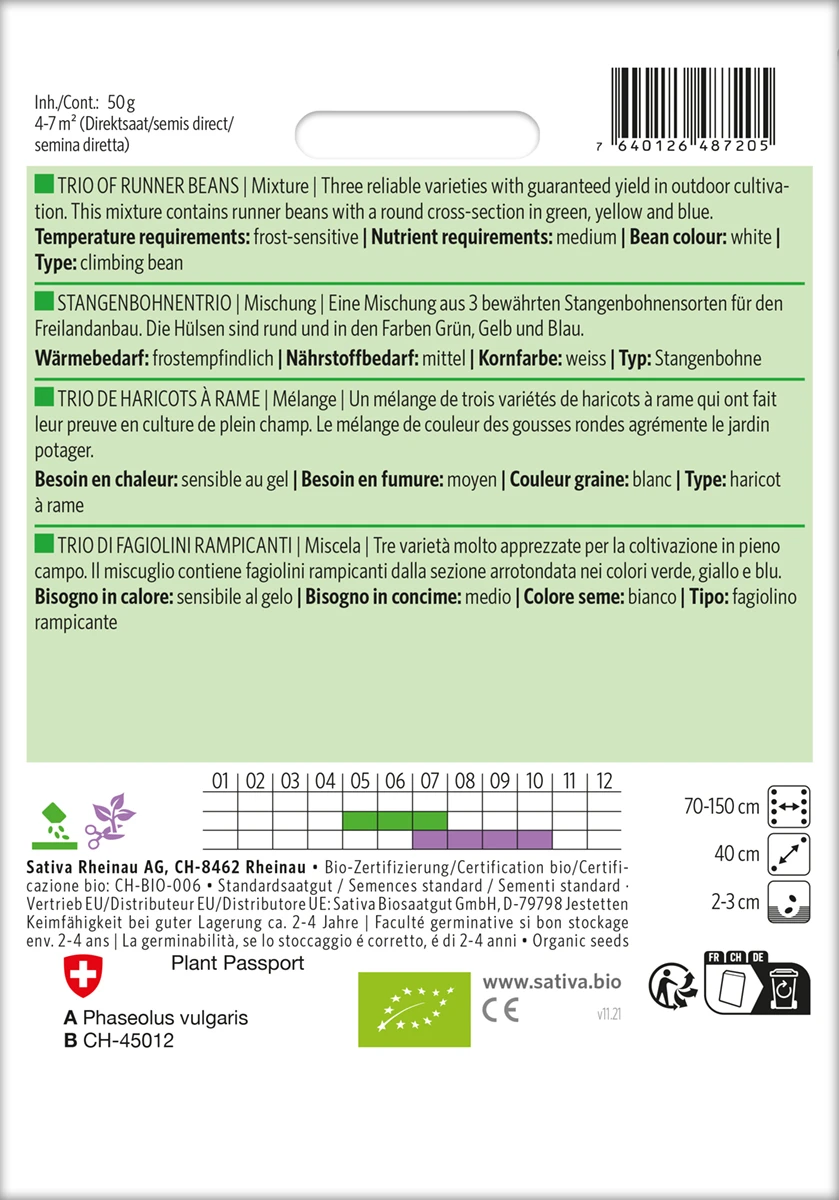 Stangenbohne Trio Mischung | BIO Stangenbohnensamen Von Sativa Rheinau 4 Stangenbohne Trio Mischung | BIO Stangenbohnensamen Von Sativa Rheinau – Bild 2
