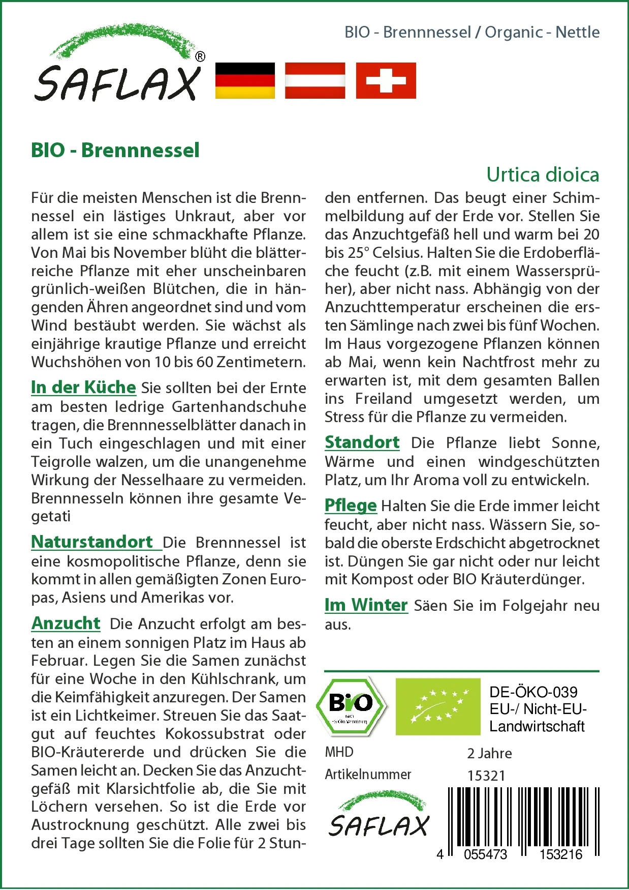 Brennessel | BIO Heilpflanzensamen Von Saflax 3 Brennessel | BIO Heilpflanzensamen Von Saflax