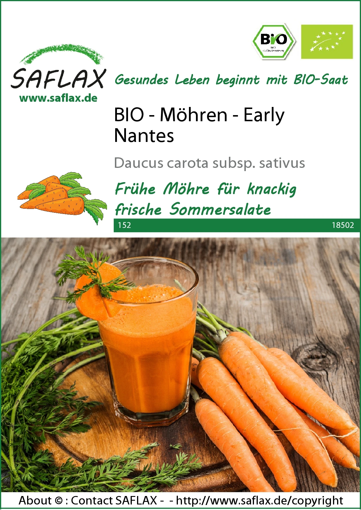 Möhre Early Nantes | BIO Möhrensamen Von Saflax 4 Möhre Early Nantes | BIO Möhrensamen Von Saflax – Bild 2