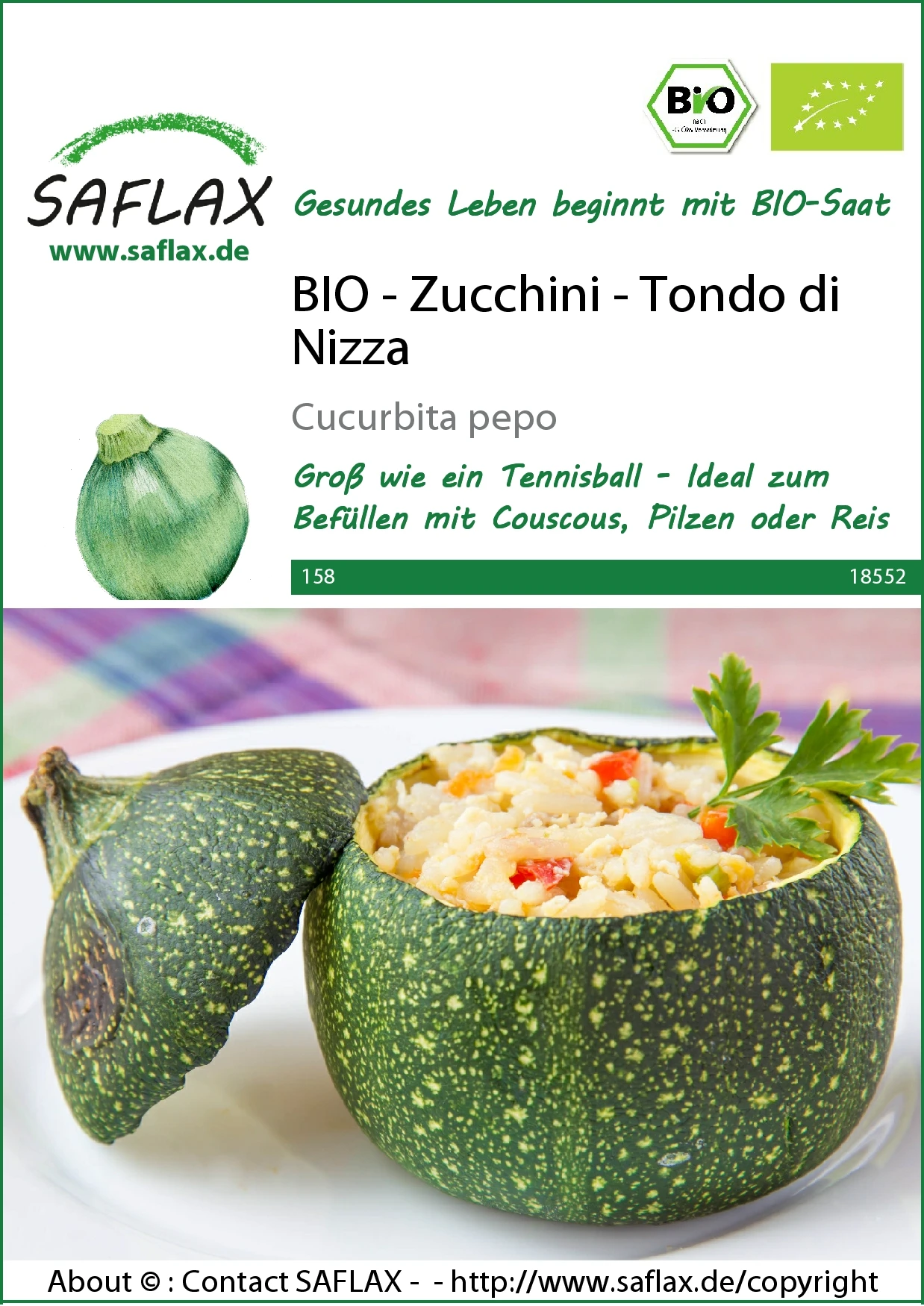 Zucchini Tondo Di Nizza | BIO Zucchinisamen Von Saflax 4 Zucchini Tondo Di Nizza | BIO Zucchinisamen Von Saflax – Bild 2