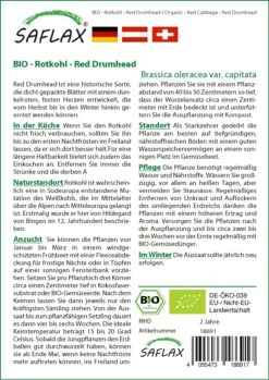 Rotkohl Red Drumhead | BIO Rotkohlsamen Von Saflax -Geschäft Für Pflanzensamenbedarf 540116 Bio Rotkohl Red Drumhead 18691 sa 1