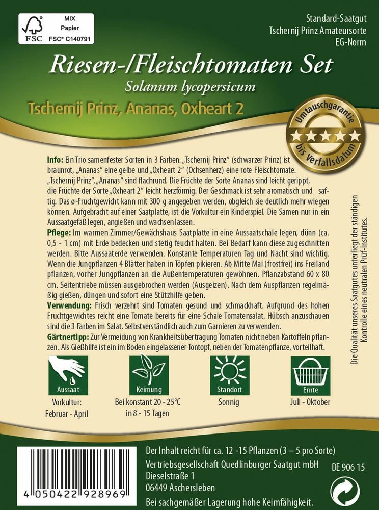 Riesen-/ Fleischtomaten Set (Saatplatte) | Tomatensamen Von Quedlinburger 4 Riesen-/ Fleischtomaten Set (Saatplatte) | Tomatensamen Von Quedlinburger – Bild 2