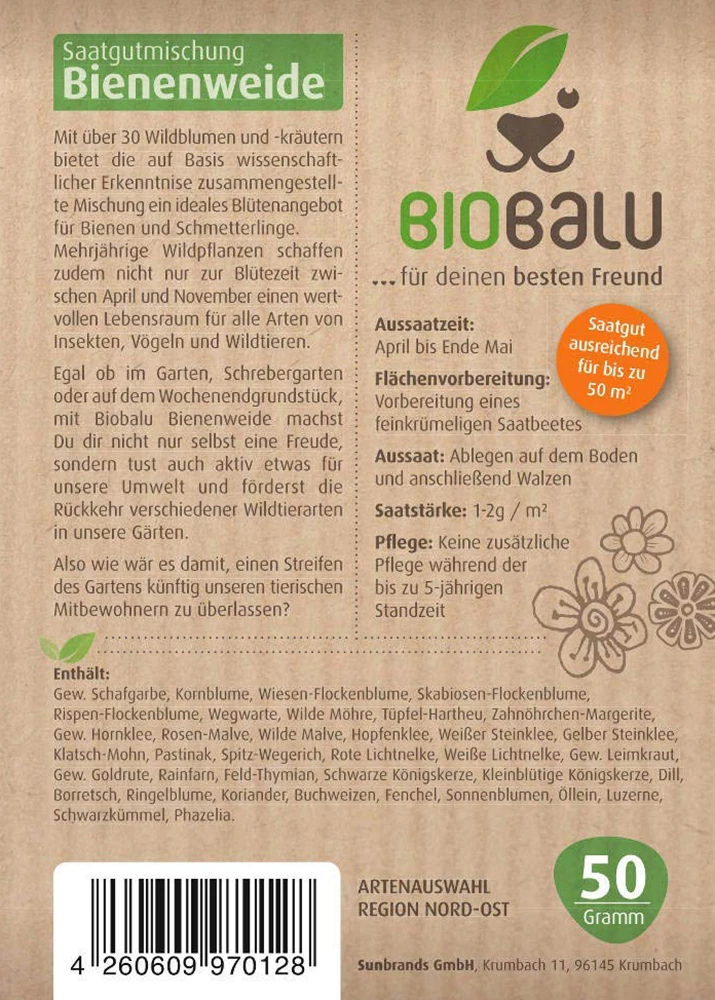 Bienenweide Region Nord-Ost (mehrjährig, 50 G) | Bienenwiese Von Biobalu 4 Bienenweide Region Nord-Ost (mehrjährig, 50 G) | Bienenwiese Von Biobalu – Bild 2