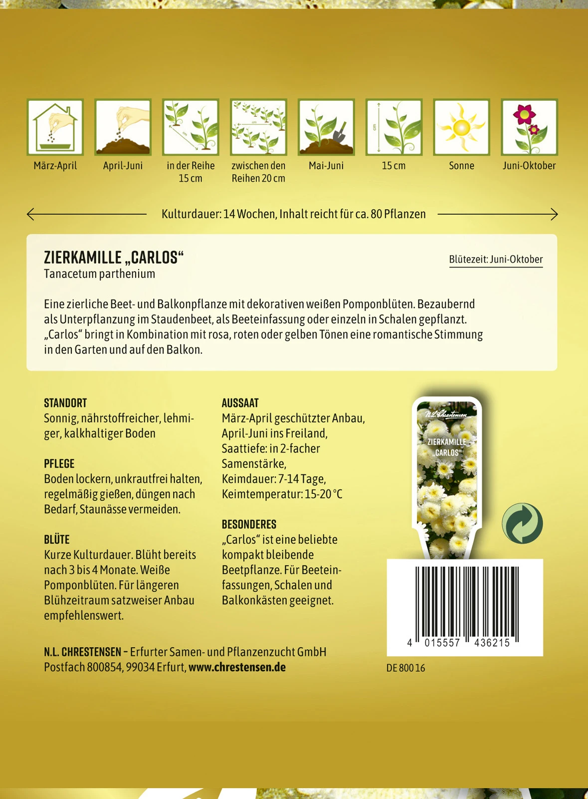 Zierkamille Carlos | Kamillesamen Von N.L. Chrestensen 4 Zierkamille Carlos | Kamillesamen Von N.L. Chrestensen – Bild 2