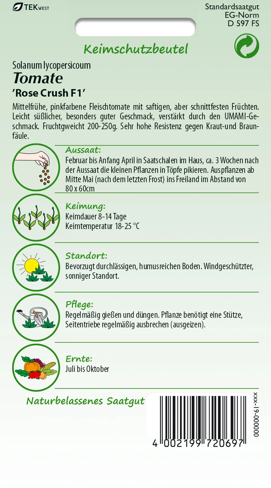 Tomate Rose Crush F1 | Tomatensamen Von Samen Pfann 4 Tomate Rose Crush F1 | Tomatensamen Von Samen Pfann – Bild 2