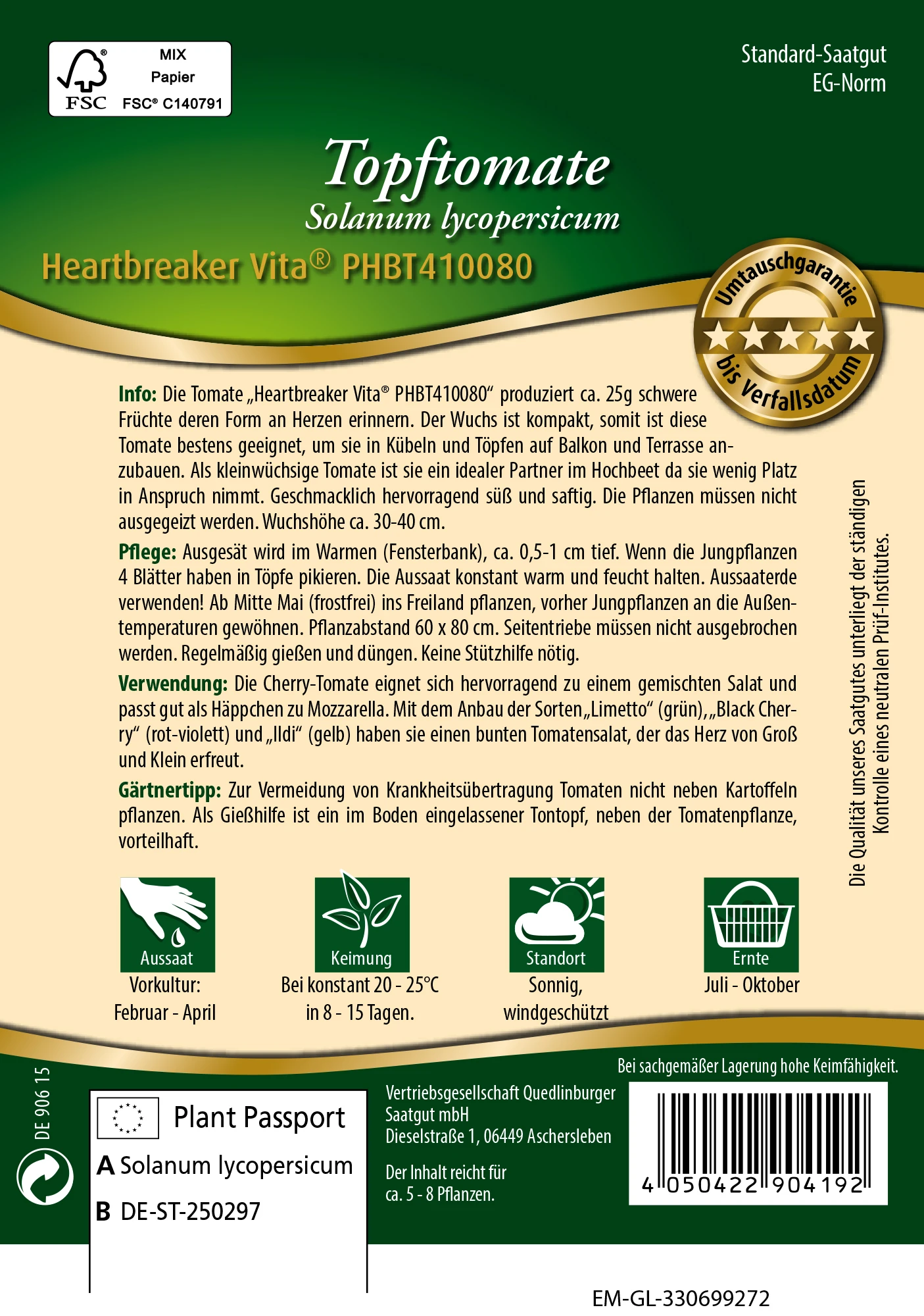 Tomate Heartbreaker Vita | Kirschtomatensamen Von Quedlinburger 4 Tomate Heartbreaker Vita | Kirschtomatensamen Von Quedlinburger – Bild 2