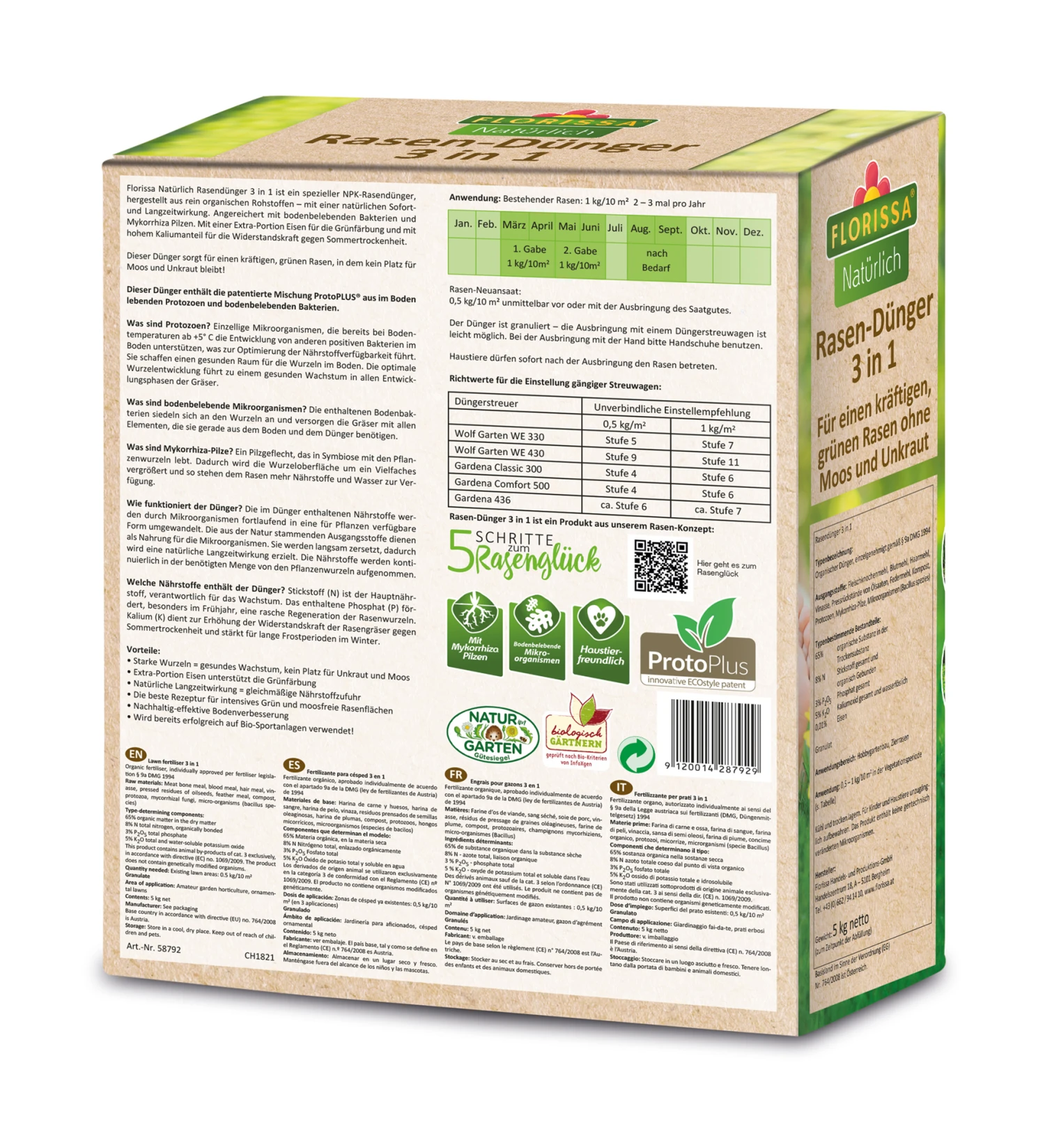 Proto Plus Rasendünger "3 In 1" (5 Kg) | BIO Rasendünger Von Florissa 3 Proto Plus Rasendünger "3 In 1" (5 Kg) | BIO Rasendünger Von Florissa