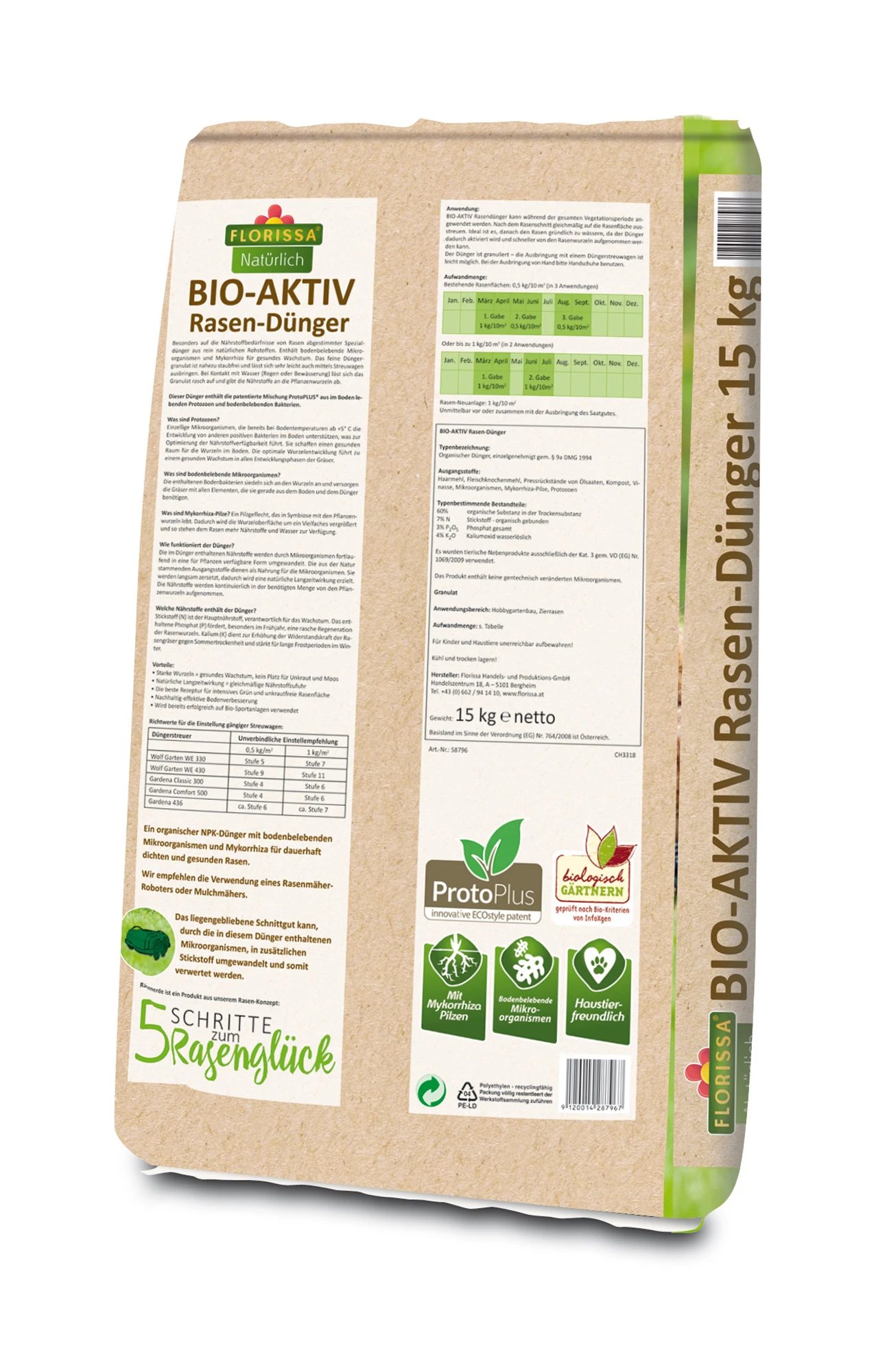 Proto Plus BIO-Aktiv Rasen-Dünger (15 Kg) | BIO Dünger Von Florissa 3 Proto Plus BIO-Aktiv Rasen-Dünger (15 Kg) | BIO Dünger Von Florissa