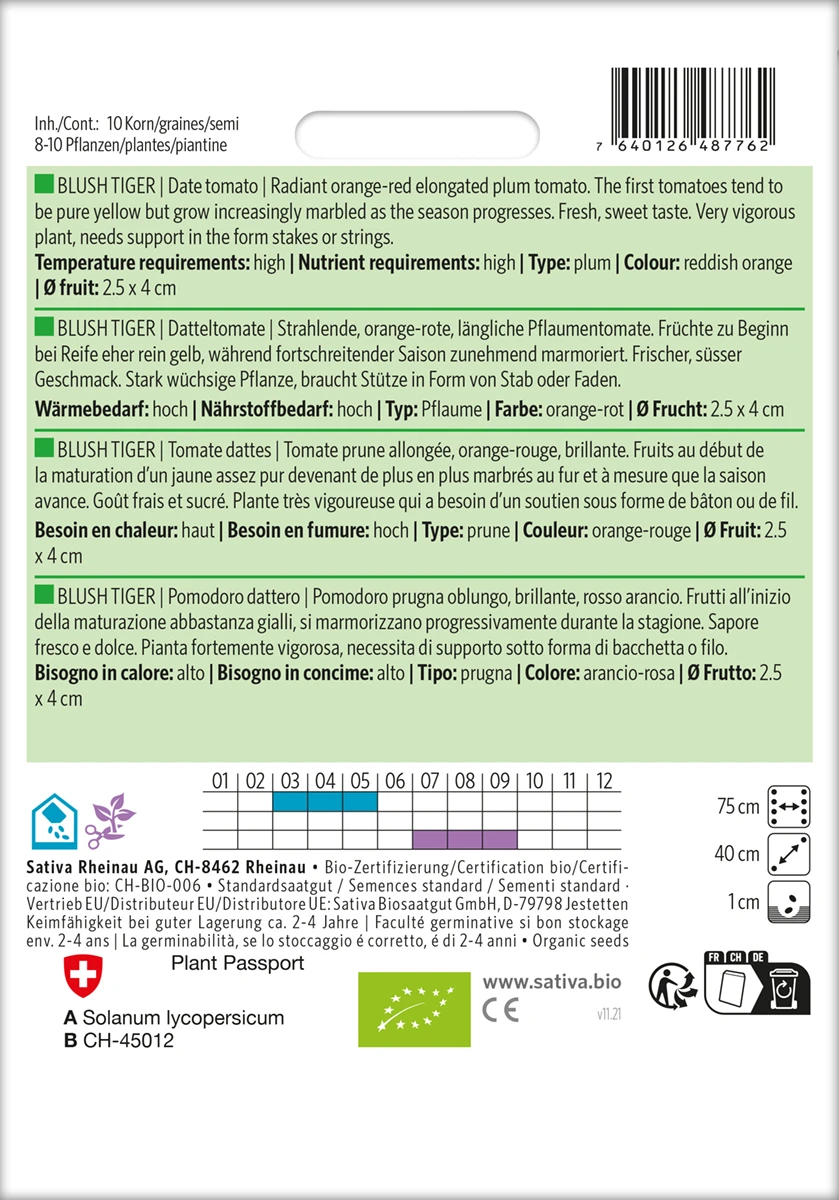 Datteltomate Blush Tiger | BIO Stabtomatensamen Von Sativa Rheinau 3 Datteltomate Blush Tiger | BIO Stabtomatensamen Von Sativa Rheinau