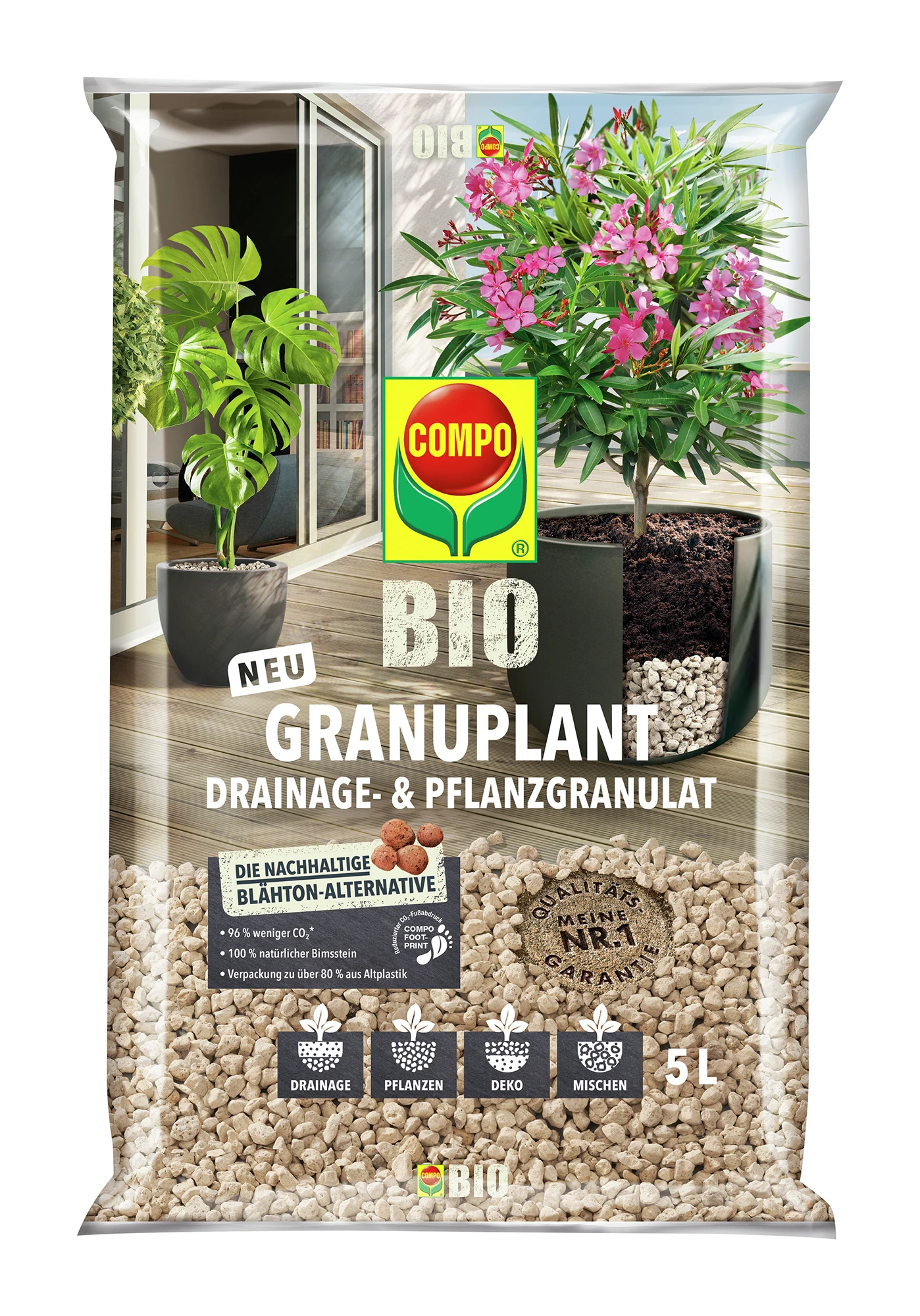 GRANUPLANT Drainage- & Pflanzgranulat (5 L) | BIO Granulat Von COMPO 3 GRANUPLANT Drainage- & Pflanzgranulat (5 L) | BIO Granulat Von COMPO